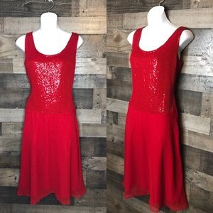Newport News Red Sequin Sleeveless Dress